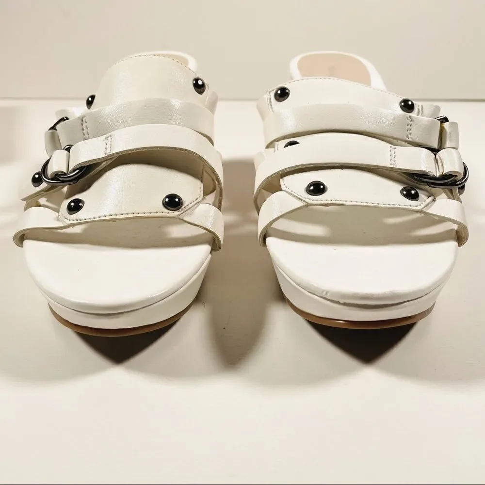New Nine & co White / Silver Cork Wedge Sandals